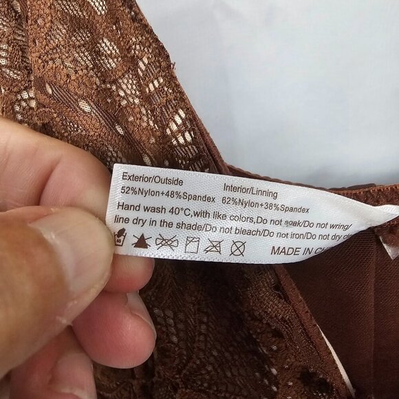 NWT Popilush Brown Babydoll Y2k Jumpsuit Halter Lingerie Fairy Wide Leg L - Picture 11 of 12